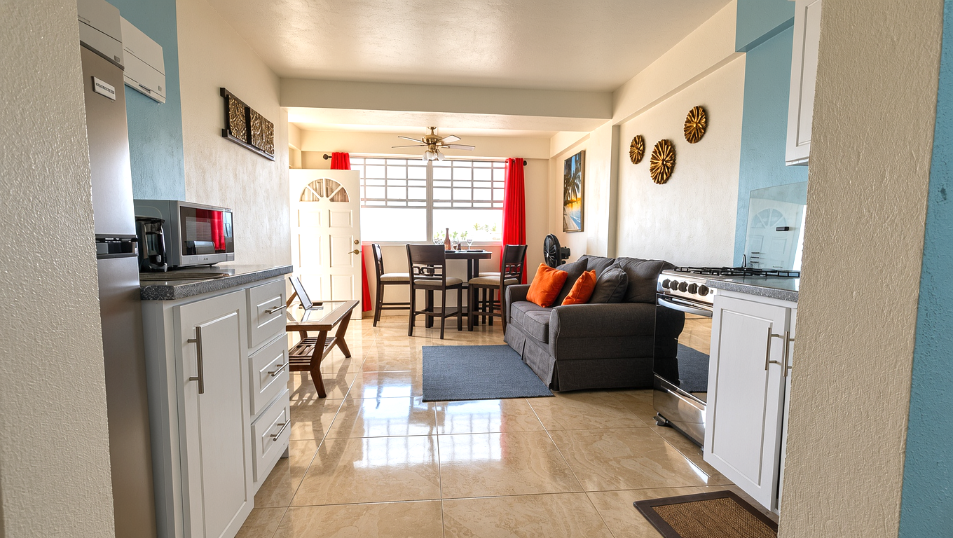 Open-plan kitchen and lounge